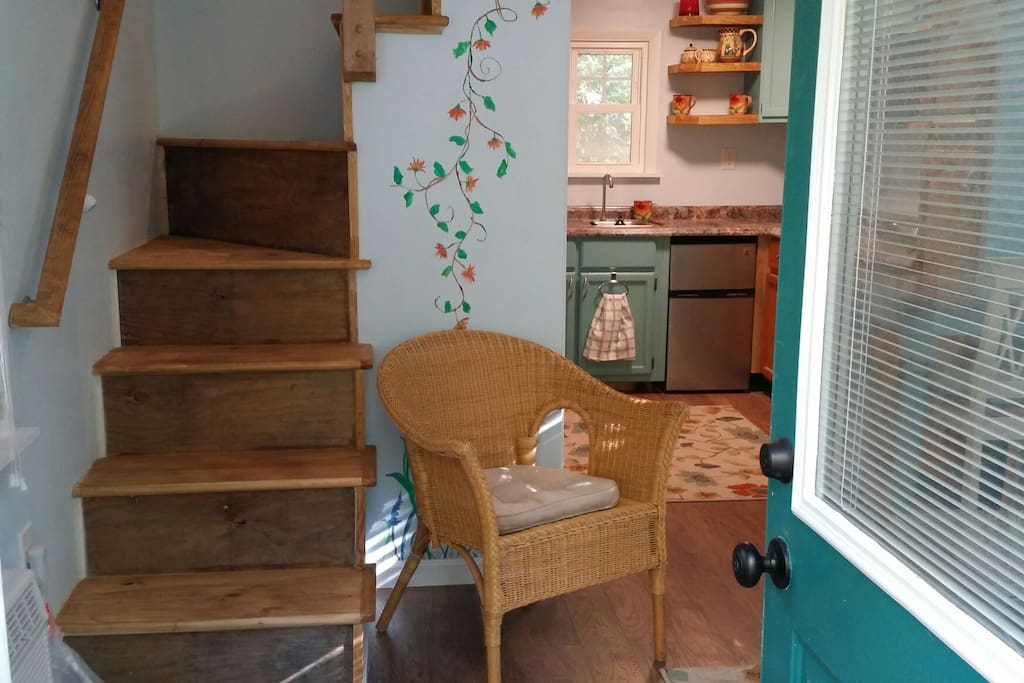 Stairs leading to loft.Some are steep!