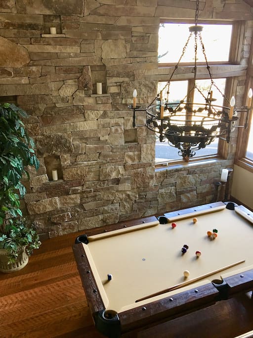pool table (can convert into dining for 12)
