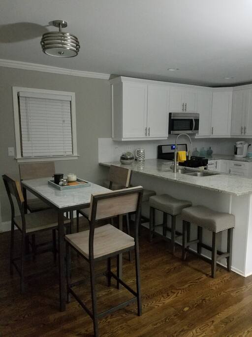 Counter seating for casual meals and snacks