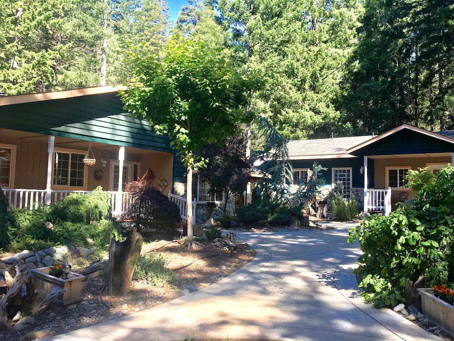 The guesthouse is located on the right