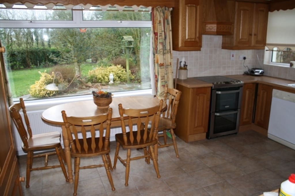 Kitchen with view of garden