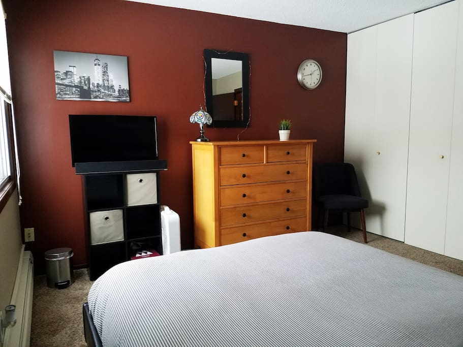 Bedroom with Roku tv