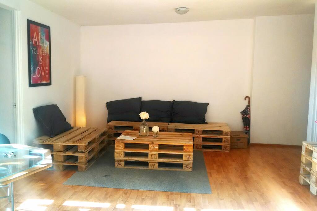 living room we made with pallets.