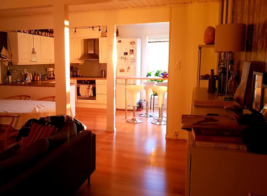 The apartment in the beautiful sunrise light at 3 in the morning during the month of July !