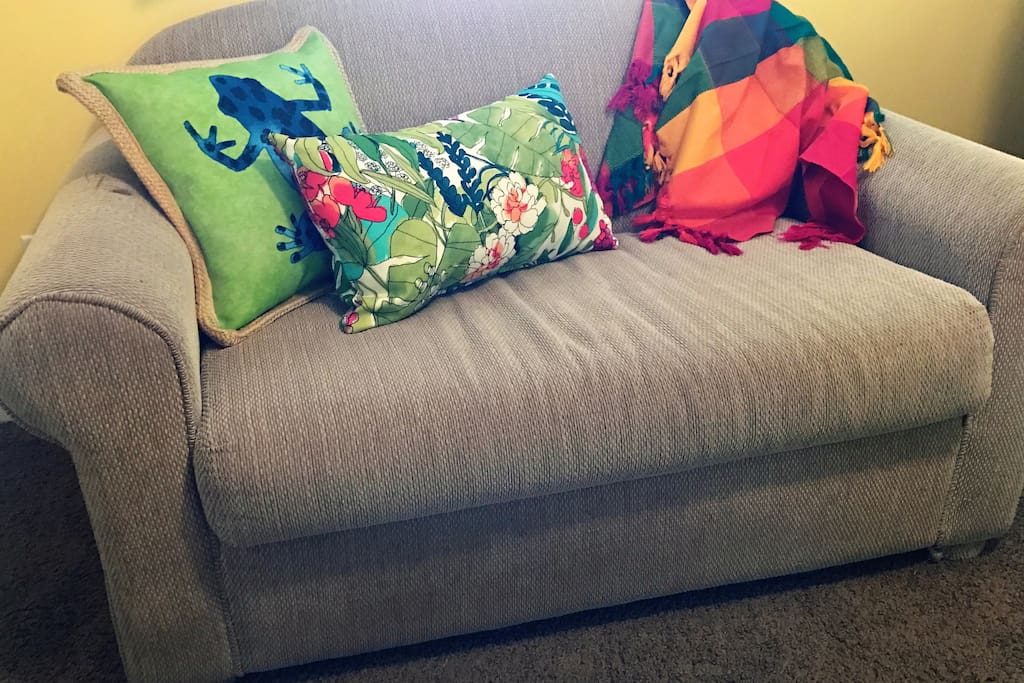 Sofa bed that opens to a twin-sized bed