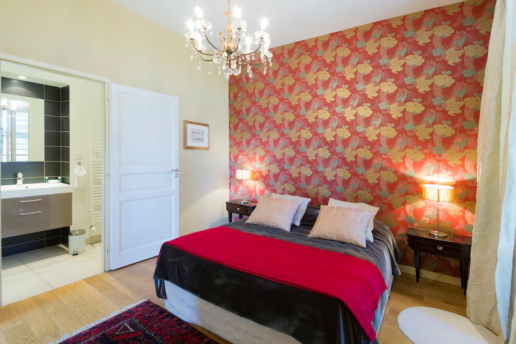 La Jacques Brel bedroom and access to bathroom