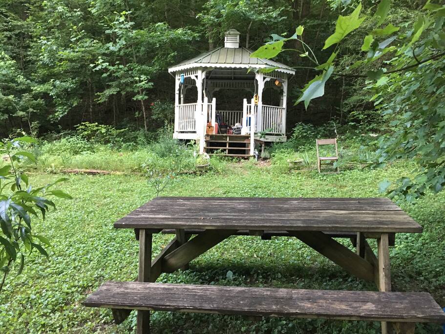 Al fresco dining and gazebo for rainy afternoon