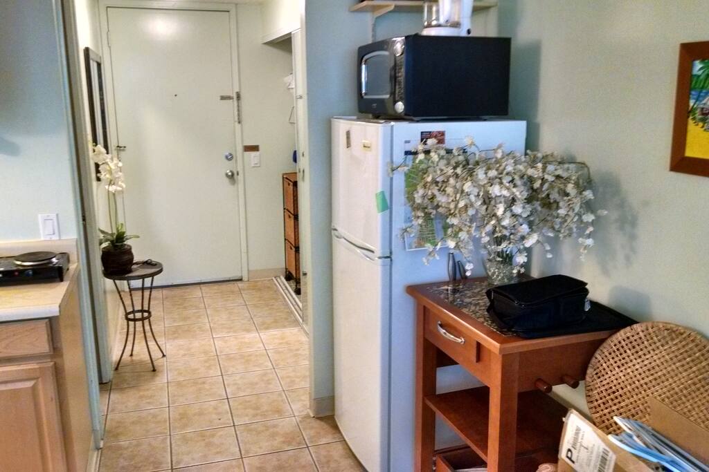 kitchenette (RHS) with fridge and microwave