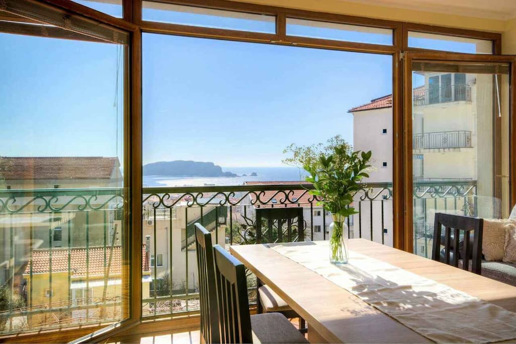 sea view from a dining room