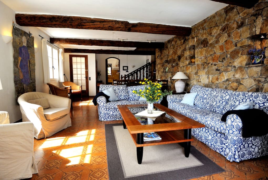 The spacious living and dining area