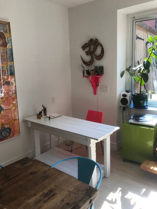 My office in the shared working space/cafe