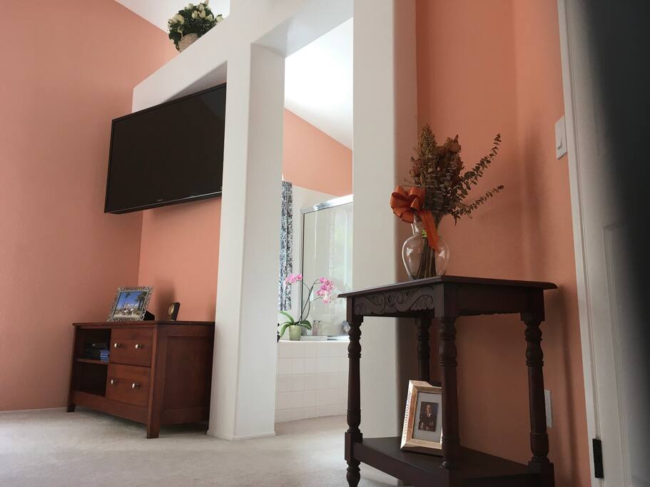 Master bedroom w/Sony 55" flat screen 3D TV and DVD player
