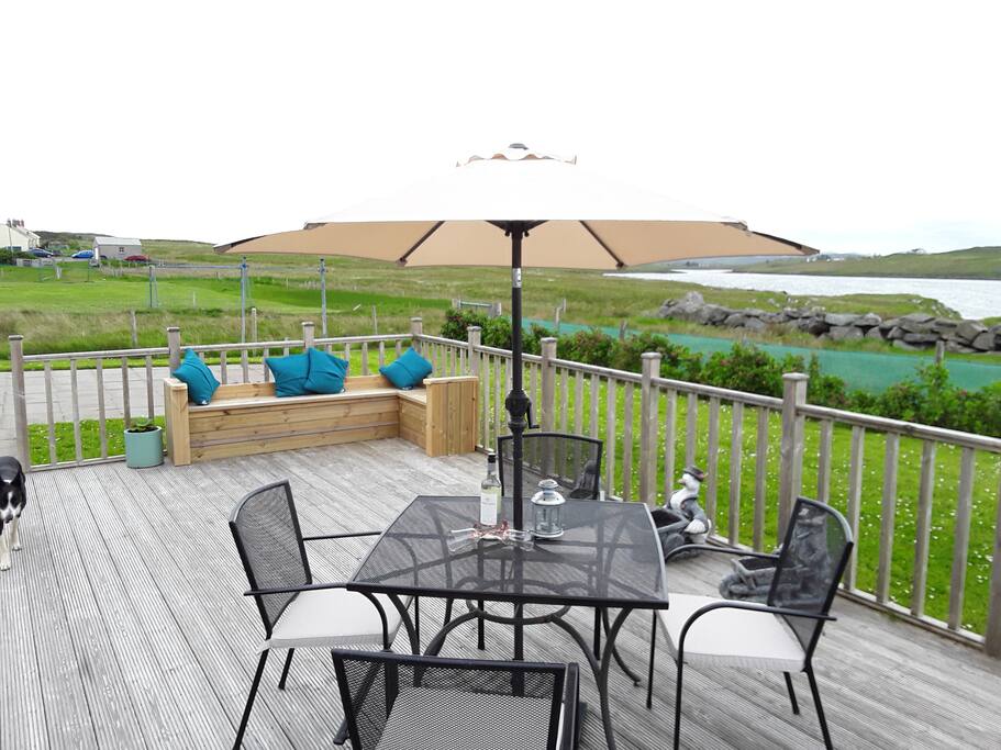Decking area with sea views
