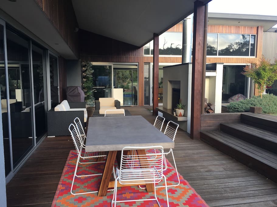 Outdoor living... relax around the open fire or dine outdoors.