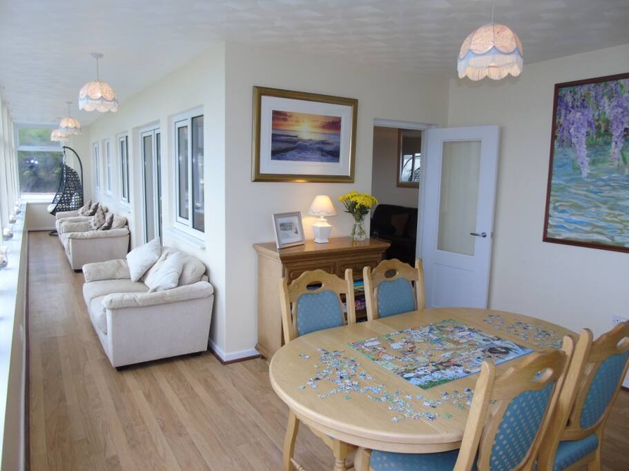 Conservatory with views across the beach