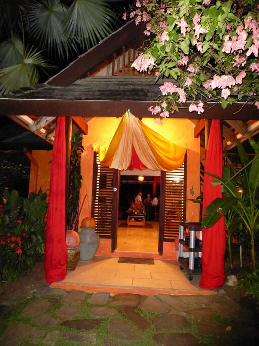 Entrance dressed for a party