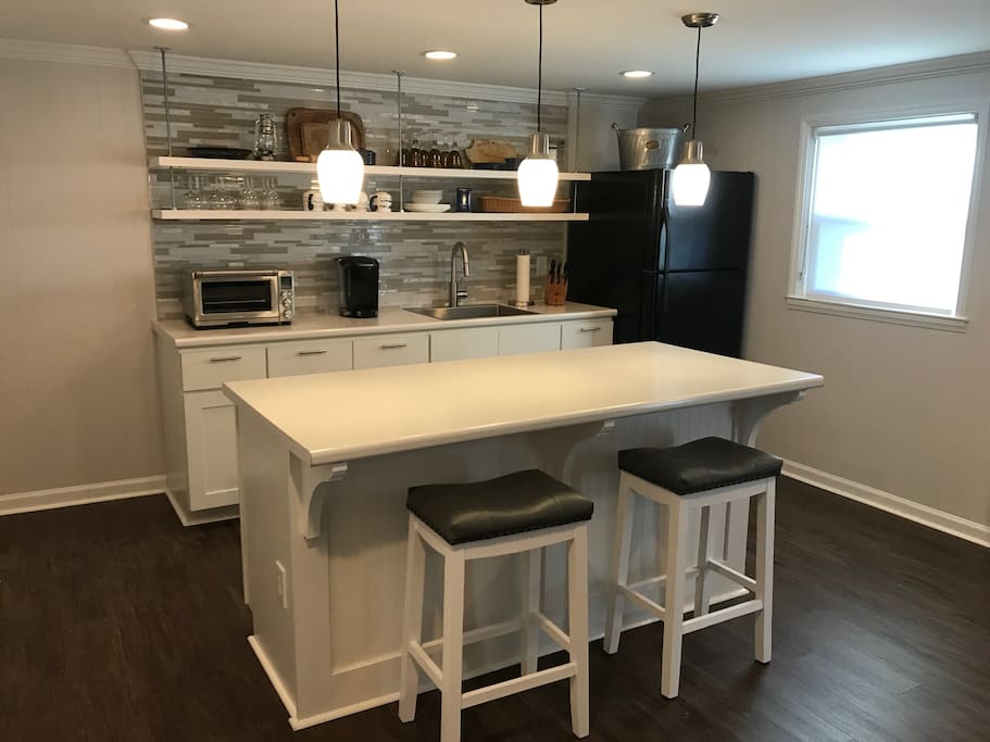 Kitchenette amenities include Breville Smart Oven, Keurig, fridge and microwave