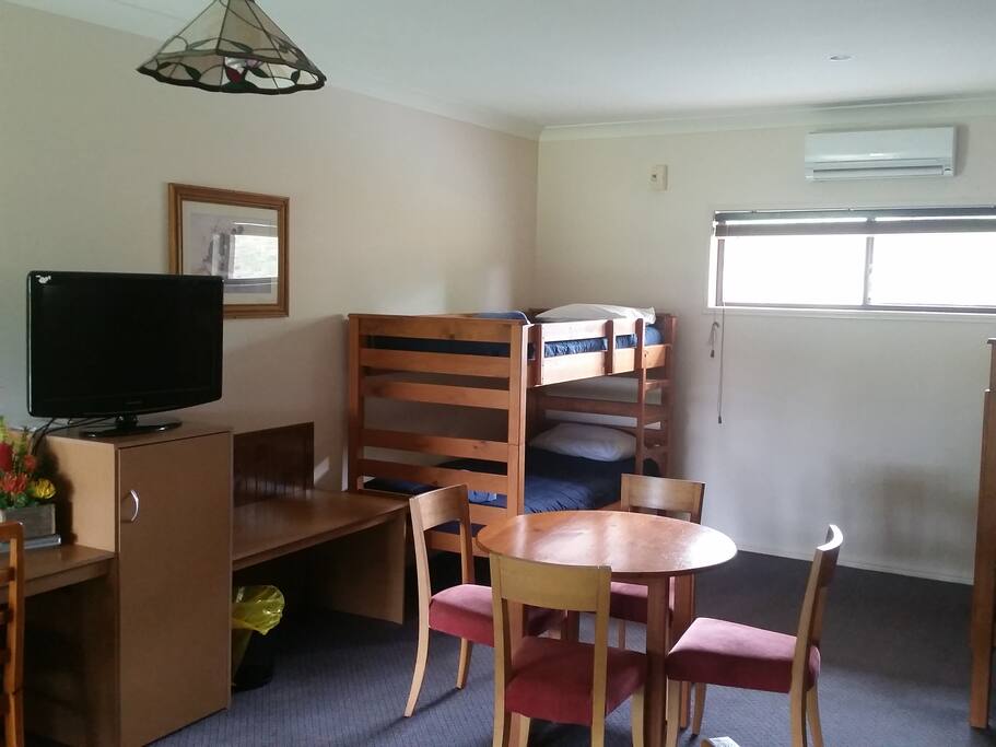 Bunk beds, Table, TV