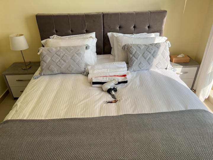 Large comfortable double or convert to two single beds.