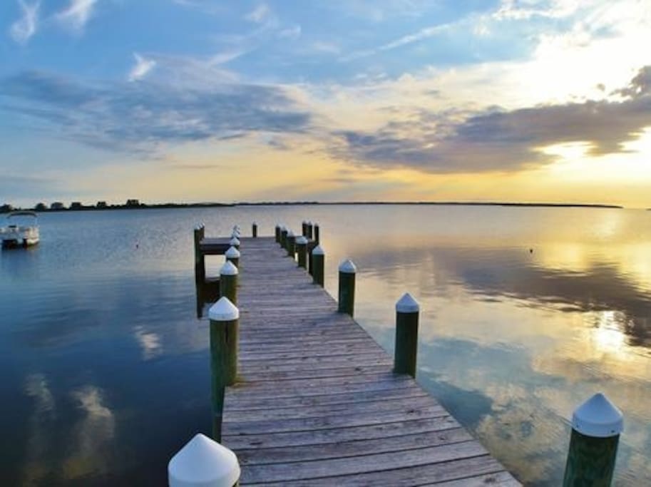 Enjoy crisp fall sunsets from the private dock.
