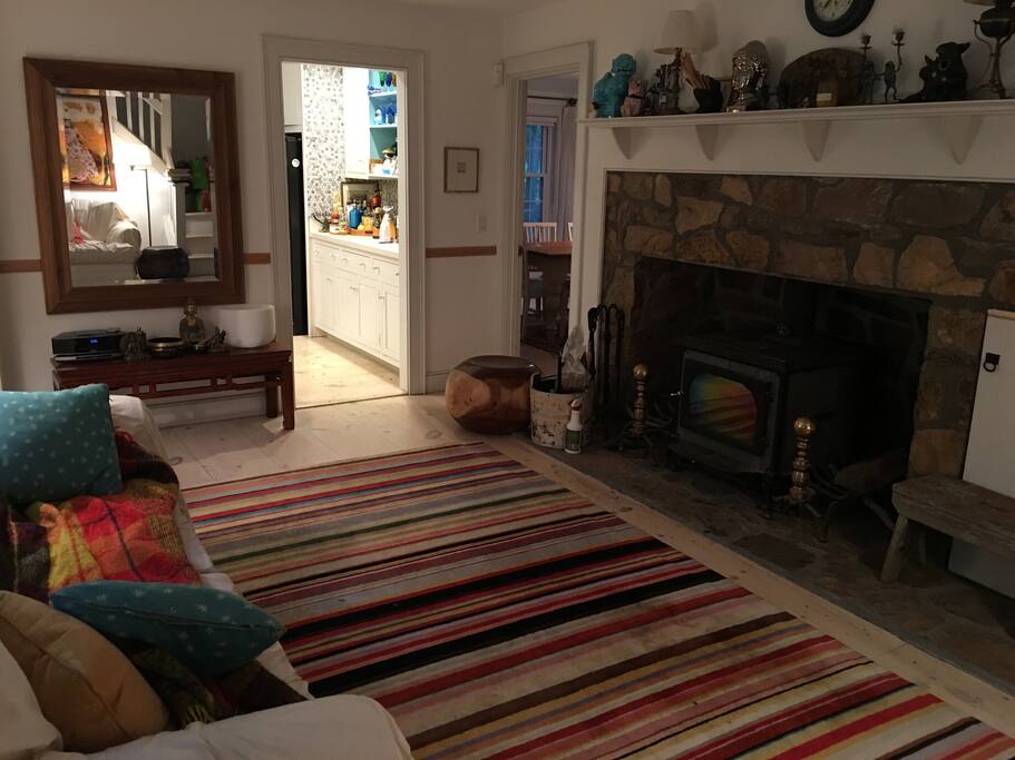 Sitting room with wood stove