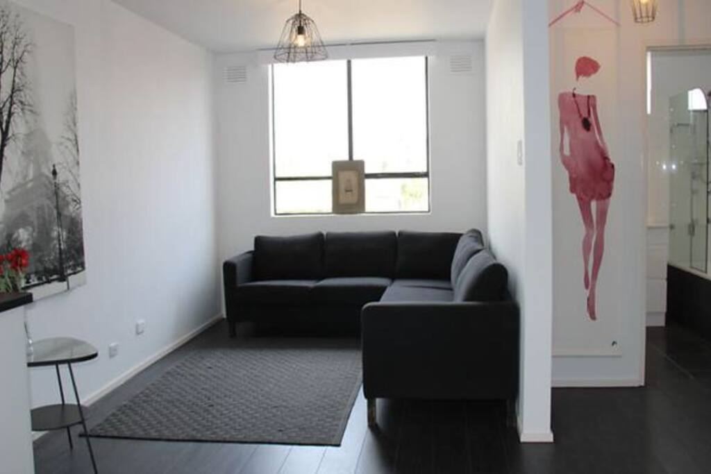 Living area now with a massive tv, Apple TV and video game consoles should you so be inclined.