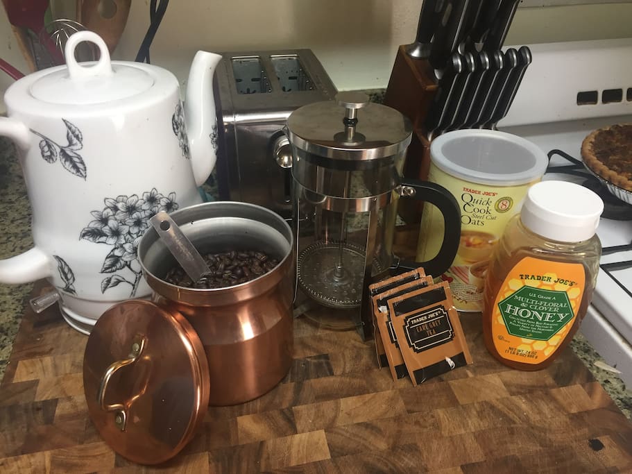Local organic coffee and tea for the morning