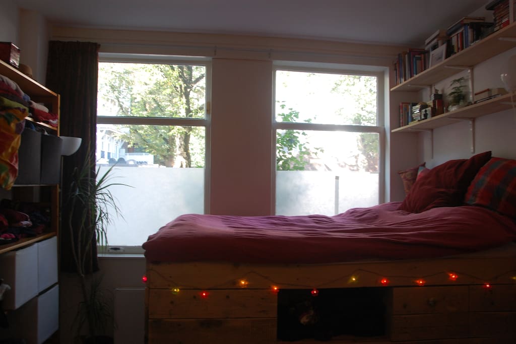 Bed with a streetview