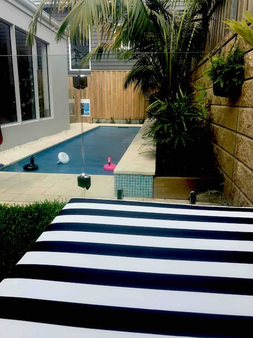 Heated , saltwater pool