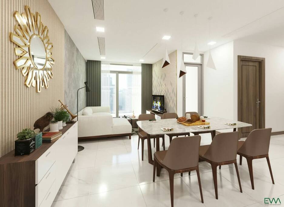 Welcome to YoHome! This is a living room in my apt at Vinhome Central Park, Ho Chi Minh City, Vinhome Tân Cảng, Ho Chi Minh City