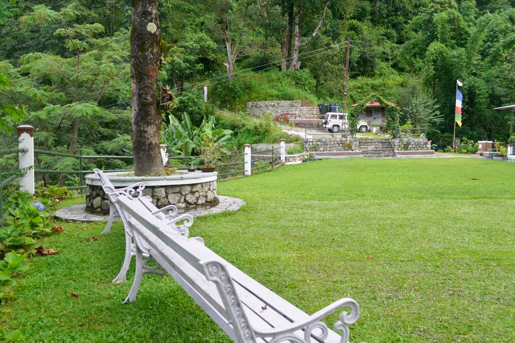 Front lawn with parking.