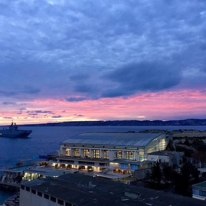 vue du salon juste en face du coucher de soleil. nord ouest