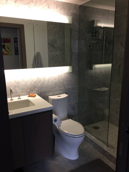 Bathroom with full shower