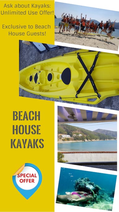 The Beach House recently acquired 2 X Tandem kayaks. Kayak Rental can be pricey, but we offer an awesome daily or timeless rate exclusive to our Beach House guests. KRW 80 000 gives you a full day of kayaking and is not per person. That means all Beach House guests can enjoy kayaking at a fraction of the normal price. People can go at once. Life jackets are provided. Beach House guests can extend this offer to more days for only KRW 40 000 extra per day. That means you can have the kayaks exclusively for your guests for your entire stay.