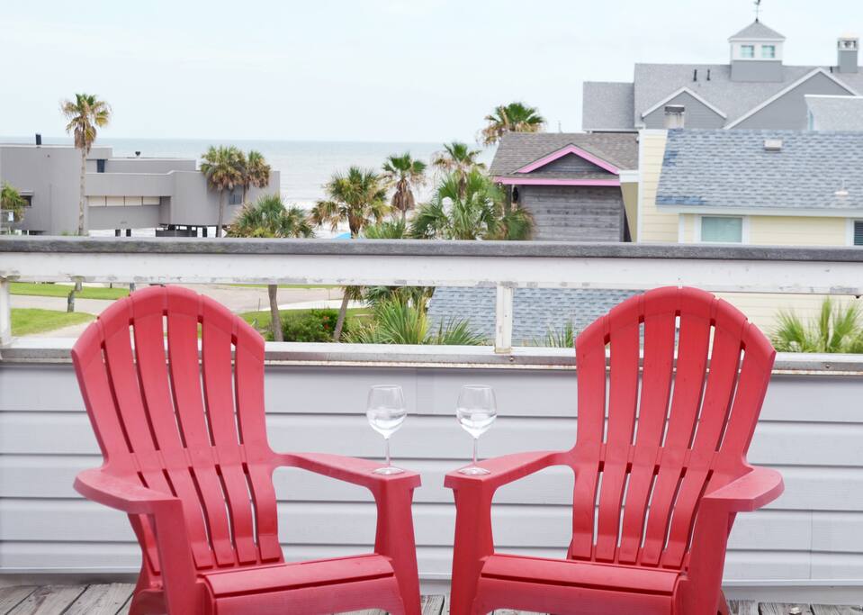 Enjoy a drink and the water views from the rooftop deck.