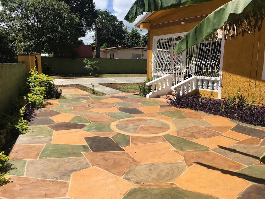 Doing Yoga on this beautiful patio while being cool down by the Sweet Jamaica breeze.
