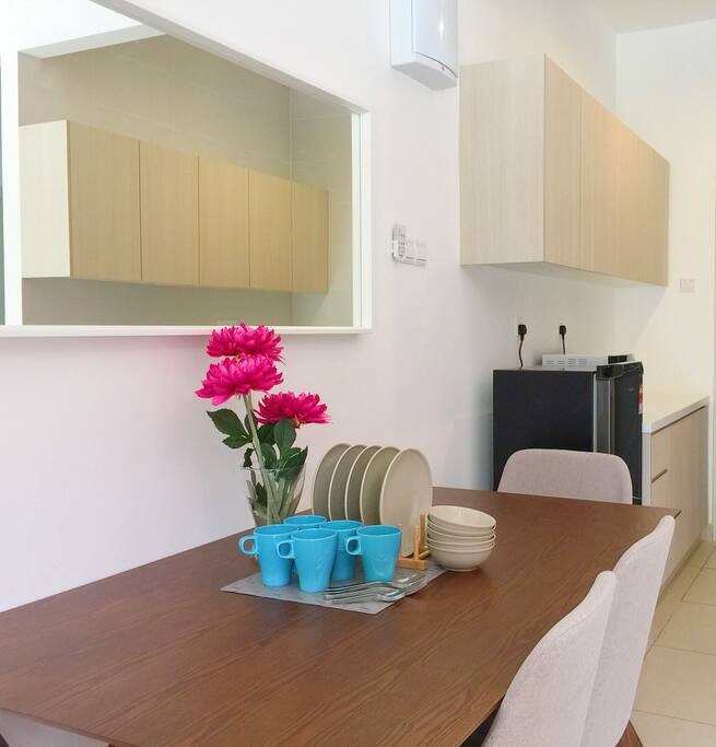Dining area attached with kitchen