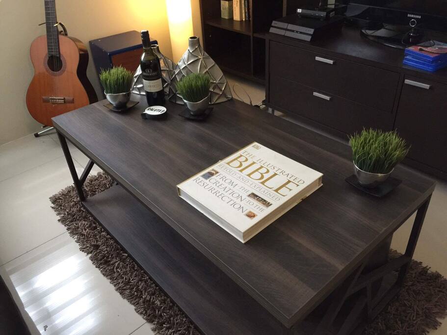 Leather couch with 32" LED TV