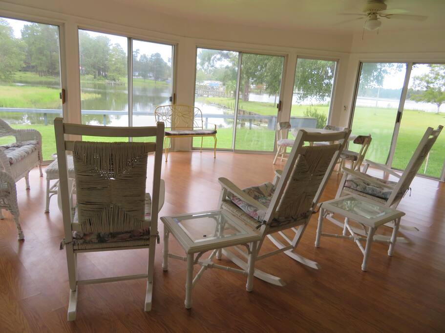 Beautiful lake views from the sun room.