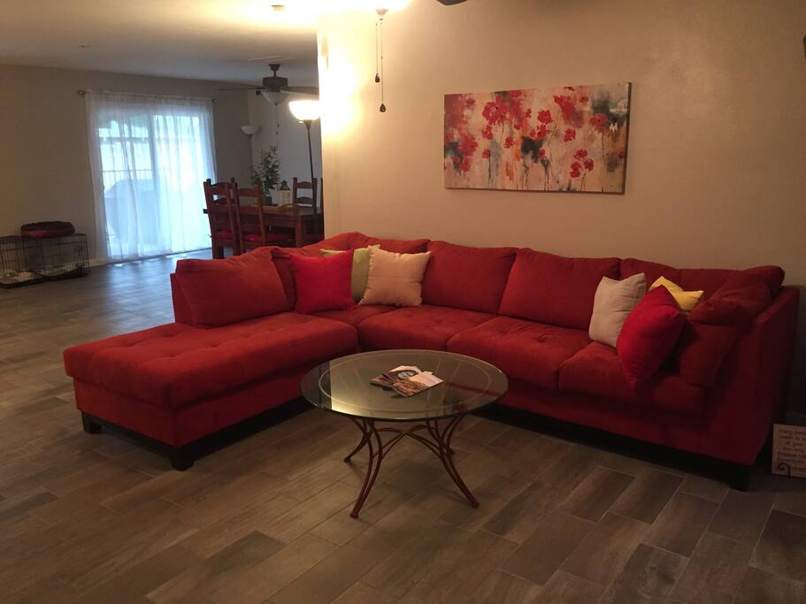 Living room with dining in the background