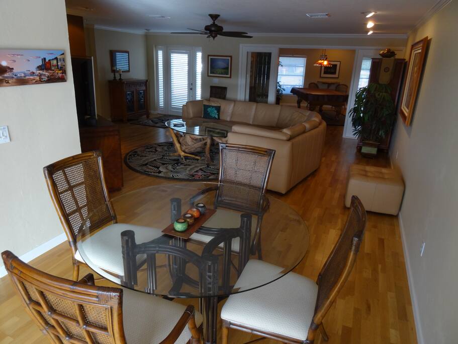 Pool table game room off living room