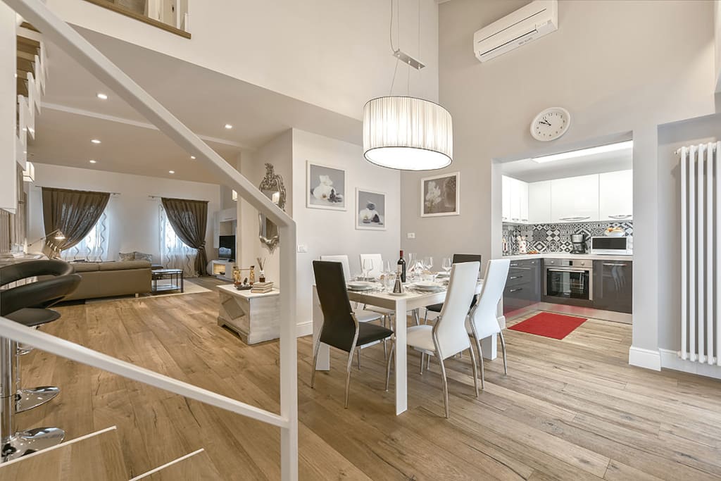 View of dining area and living room