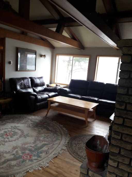 Living room facing lake.