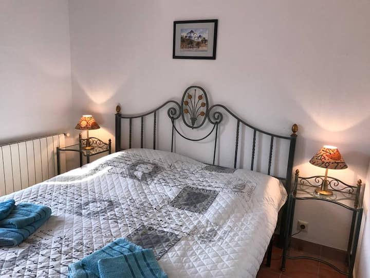 Pool bedroom with built-in wardrobe and safe