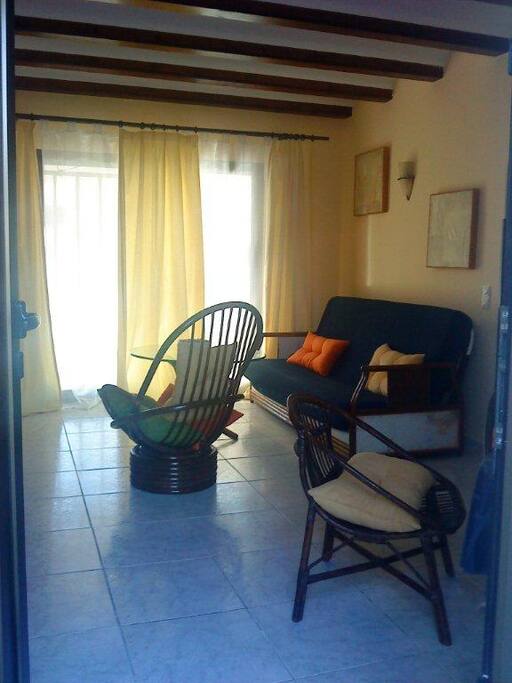 Salón con acceso a la terraza y jardín