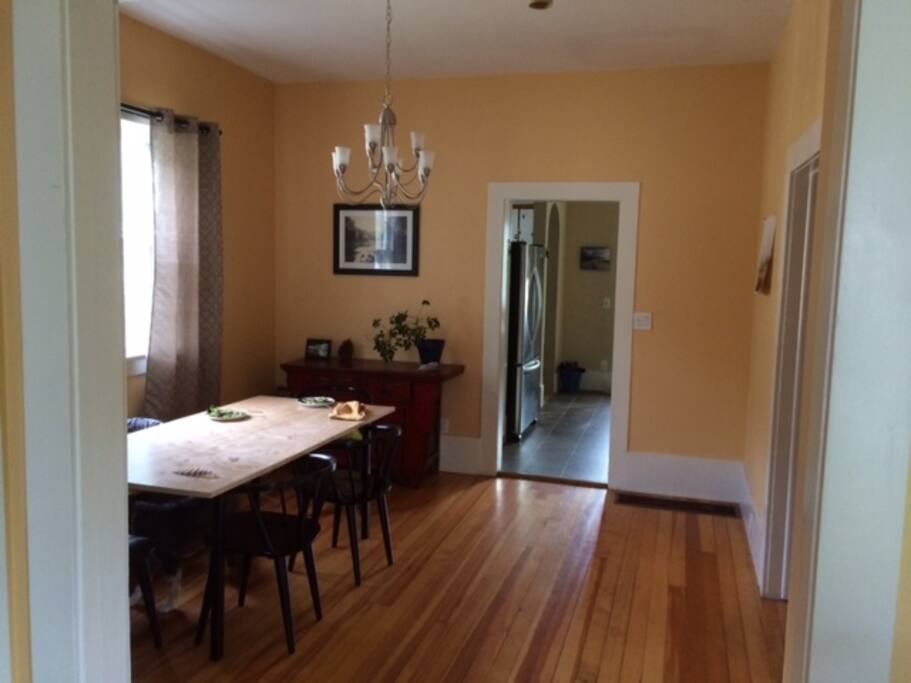 Living room into the kitchen