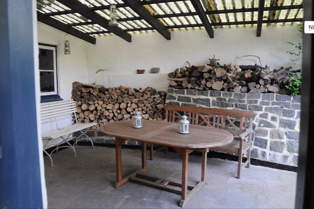 Outdoor area under roof