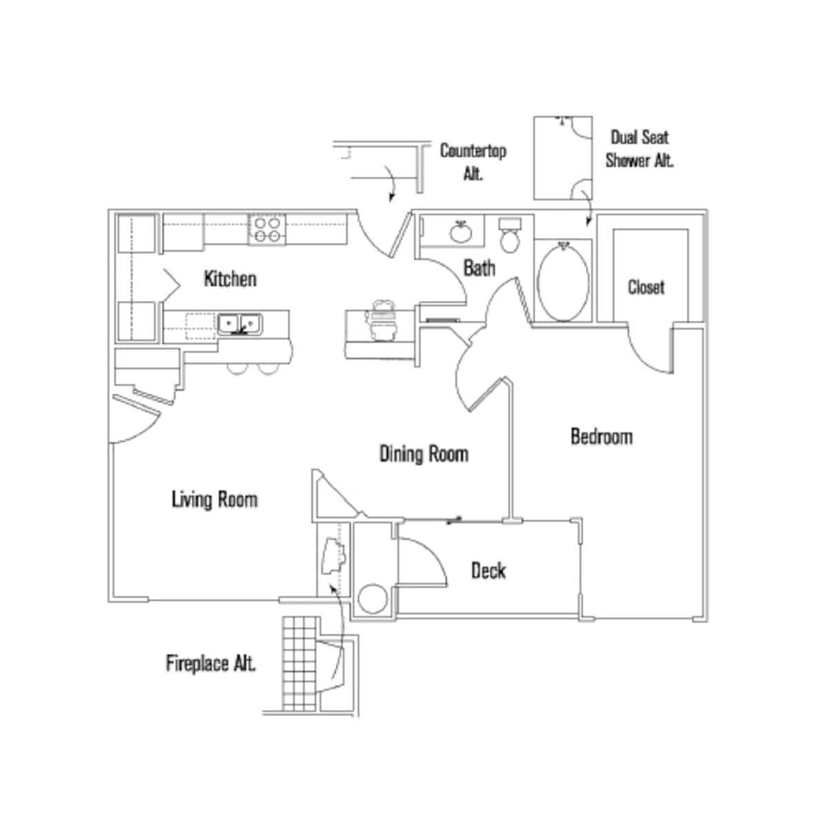 Floorplan diagram for Verdi, showing 1 bedroom