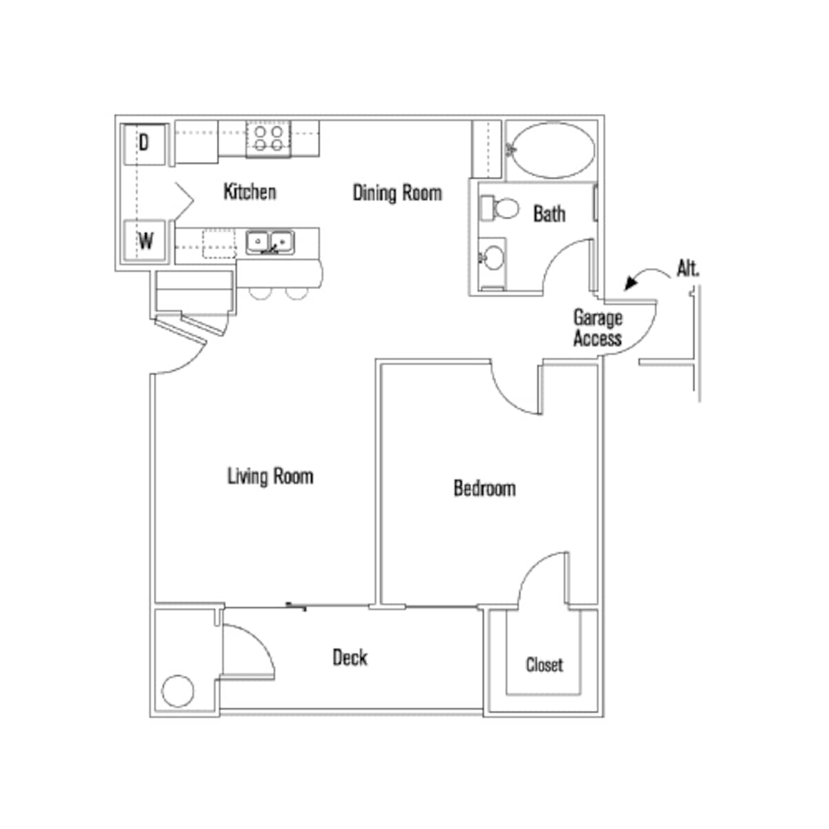 Floorplan diagram for Hayden, showing 1 bedroom