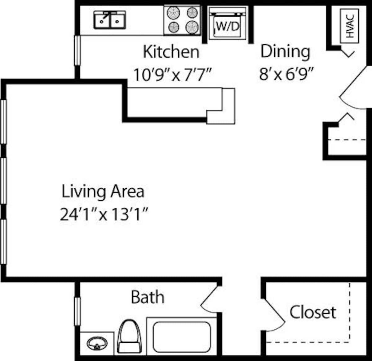 Floorplan diagram for Adams, showing Studio